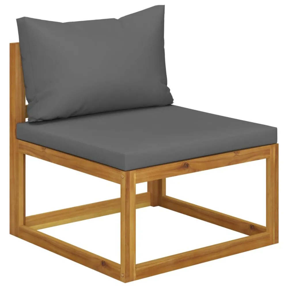 Set Divani 2pz con Cuscini Grigio Fosco Legno Massello Acacia