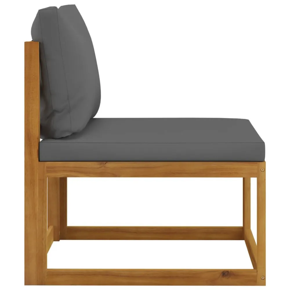 Set Divani 2pz con Cuscini Grigio Fosco Legno Massello Acacia
