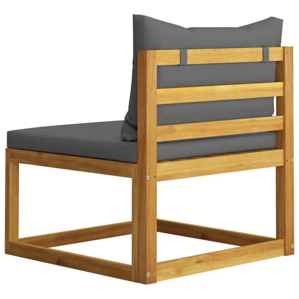 Set Divani 2pz con Cuscini Grigio Fosco Legno Massello Acacia