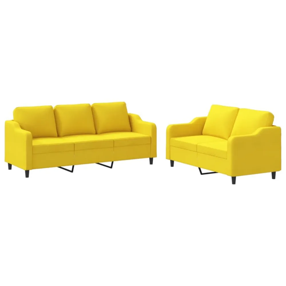 Set di Divani 2 pz con Cuscini Giallo Evidente Tessuto