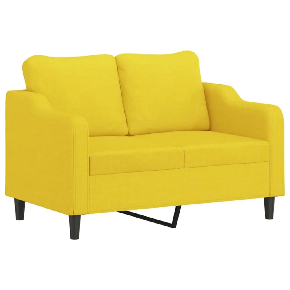 Set di Divani 2 pz con Cuscini Giallo Evidente Tessuto