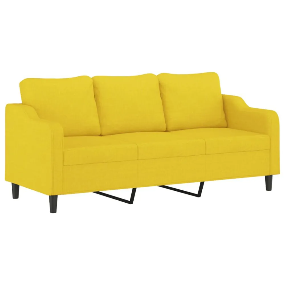 Set di Divani 2 pz con Cuscini Giallo Evidente Tessuto