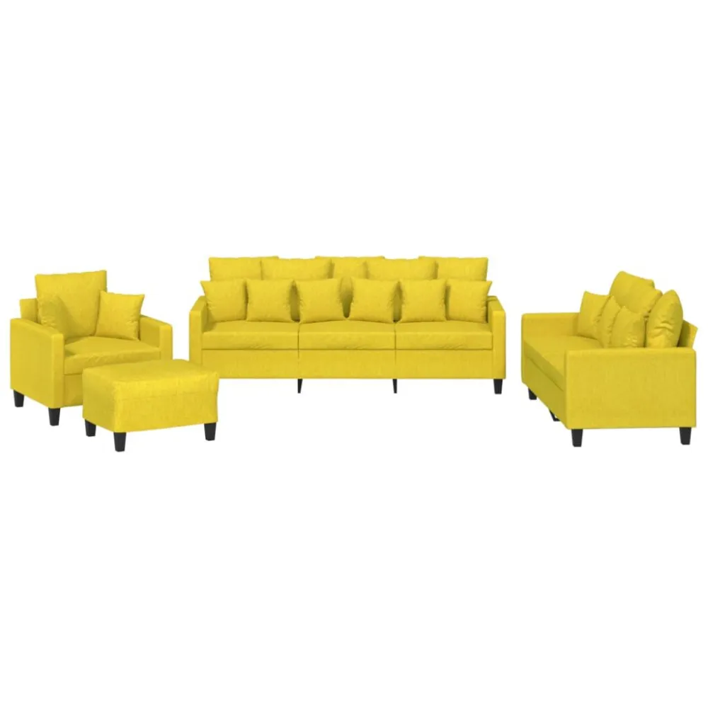 Set di Divani 4 pz con Cuscini Giallo Palese Tessuto