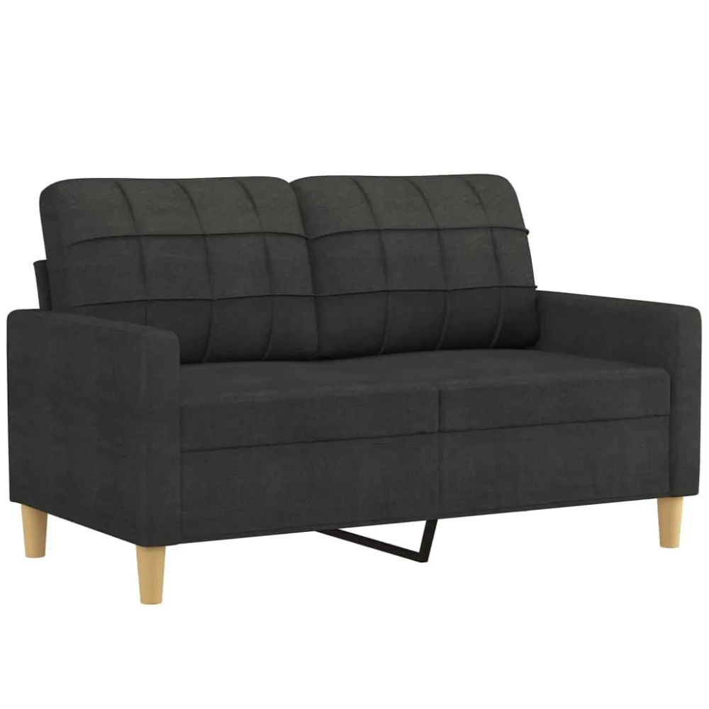 Set Divani 2 pz con Cuscini Nero Tessuto con Schienale Regolabile