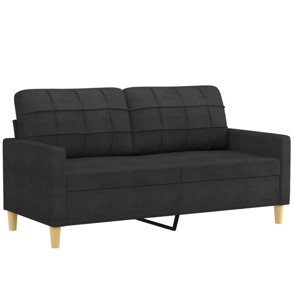 Set Divani 2 pz con Cuscini Nero Tessuto con Schienale Regolabile