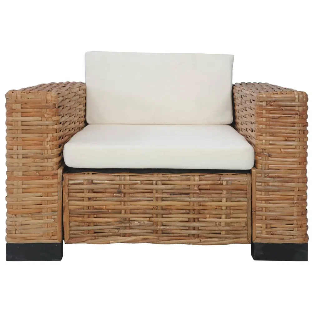 Set Divani 2 pz con Cuscini Rattan Naturale Colori Vivaci