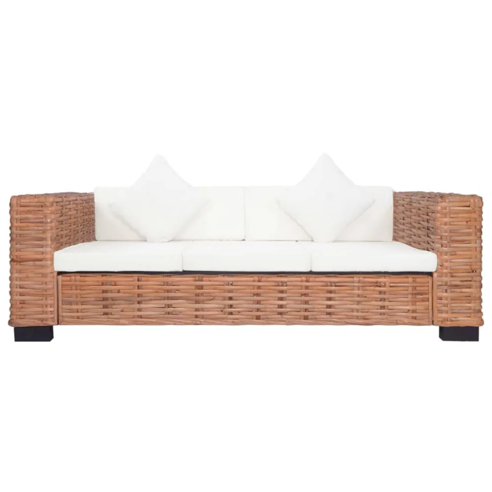 Set di Divani con Cuscini 2 pz Rattan Naturale - Impermeabile e UV Resistente