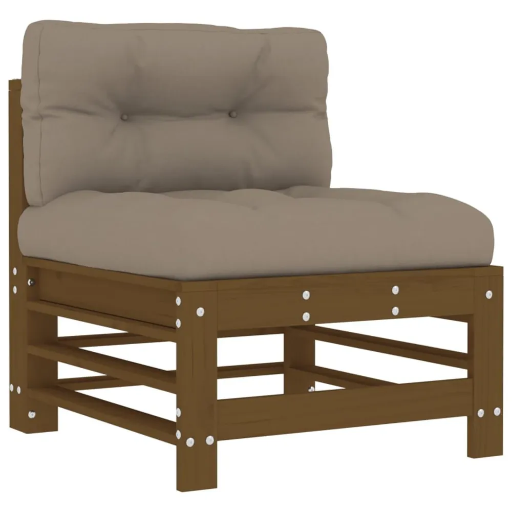 Set Divani da Giardino 10pz con Cuscini Legno Massello ambra con Sistema di Montaggio Rapido