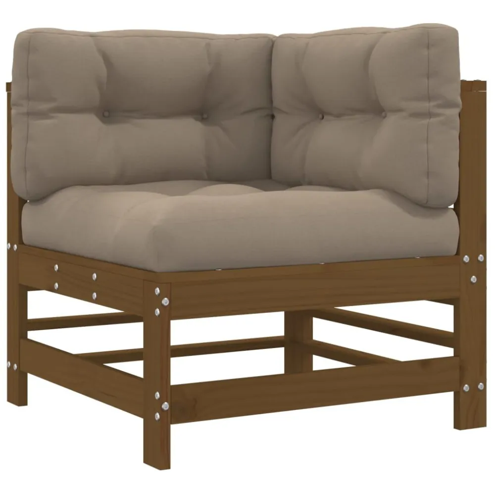 Set Divani da Giardino 10pz con Cuscini Legno Massello ambra con Sistema di Montaggio Rapido
