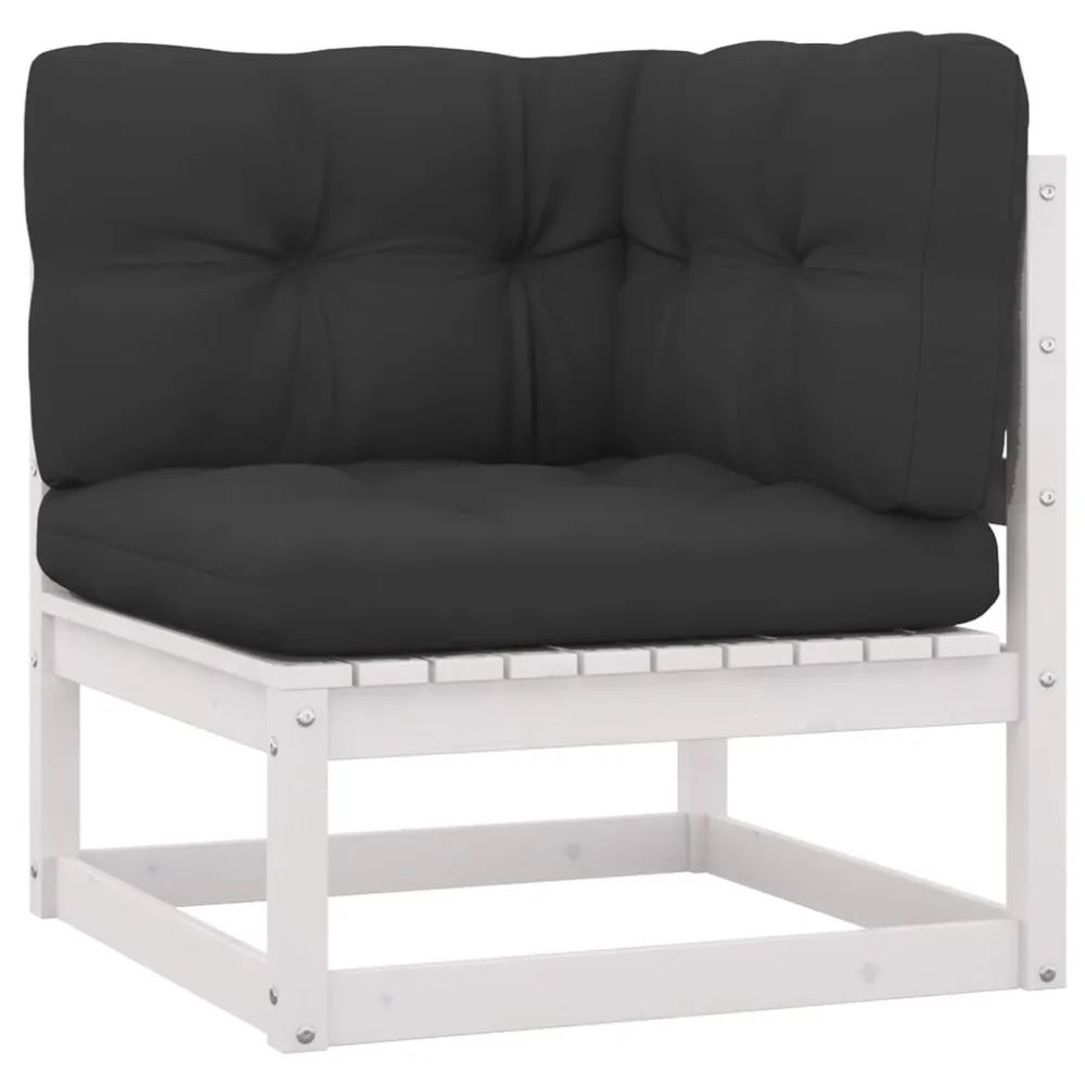 Set Divani da Giardino 10pz con Cuscini Massello di Pino Bianco Easy Storage