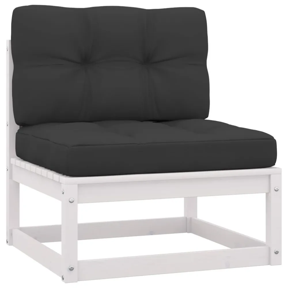 Set Divani da Giardino 10pz con Cuscini Massello di Pino Bianco Easy Storage