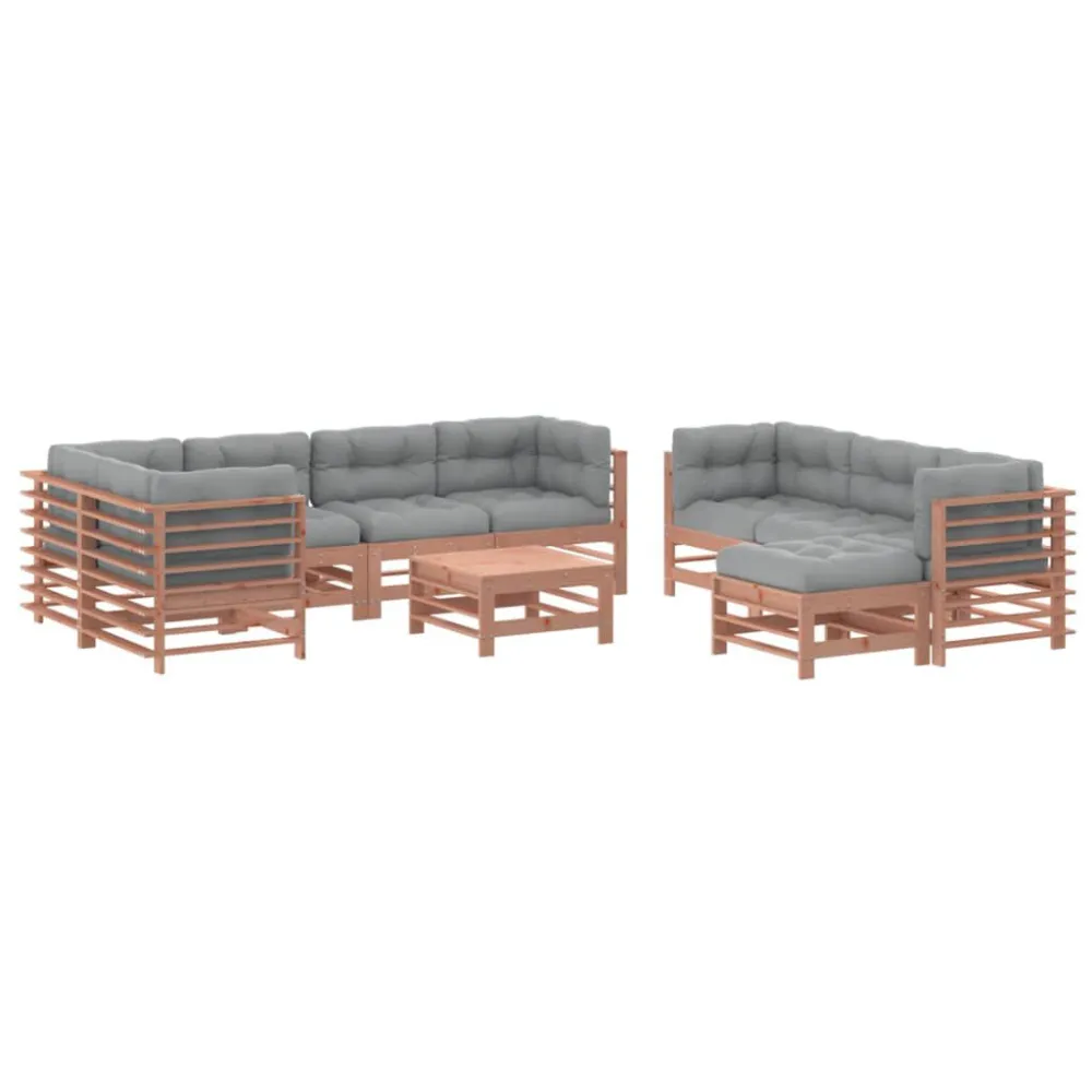 Set Divani Giardino 10pz con Cuscini Legno Massello di Douglas con Schienale Regolabile