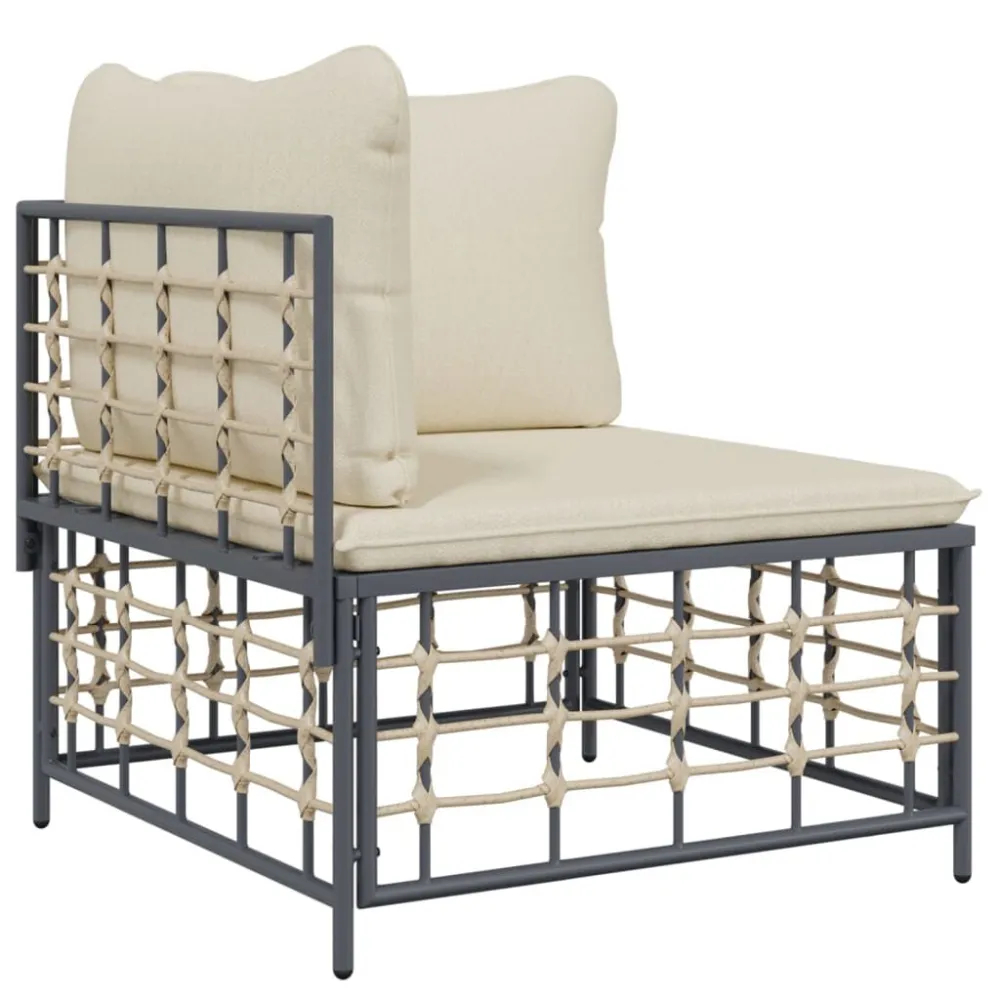 Set Divani da Giardino 10pz con Cuscini Antracite Polyrattan con Cuscino Estraibile
