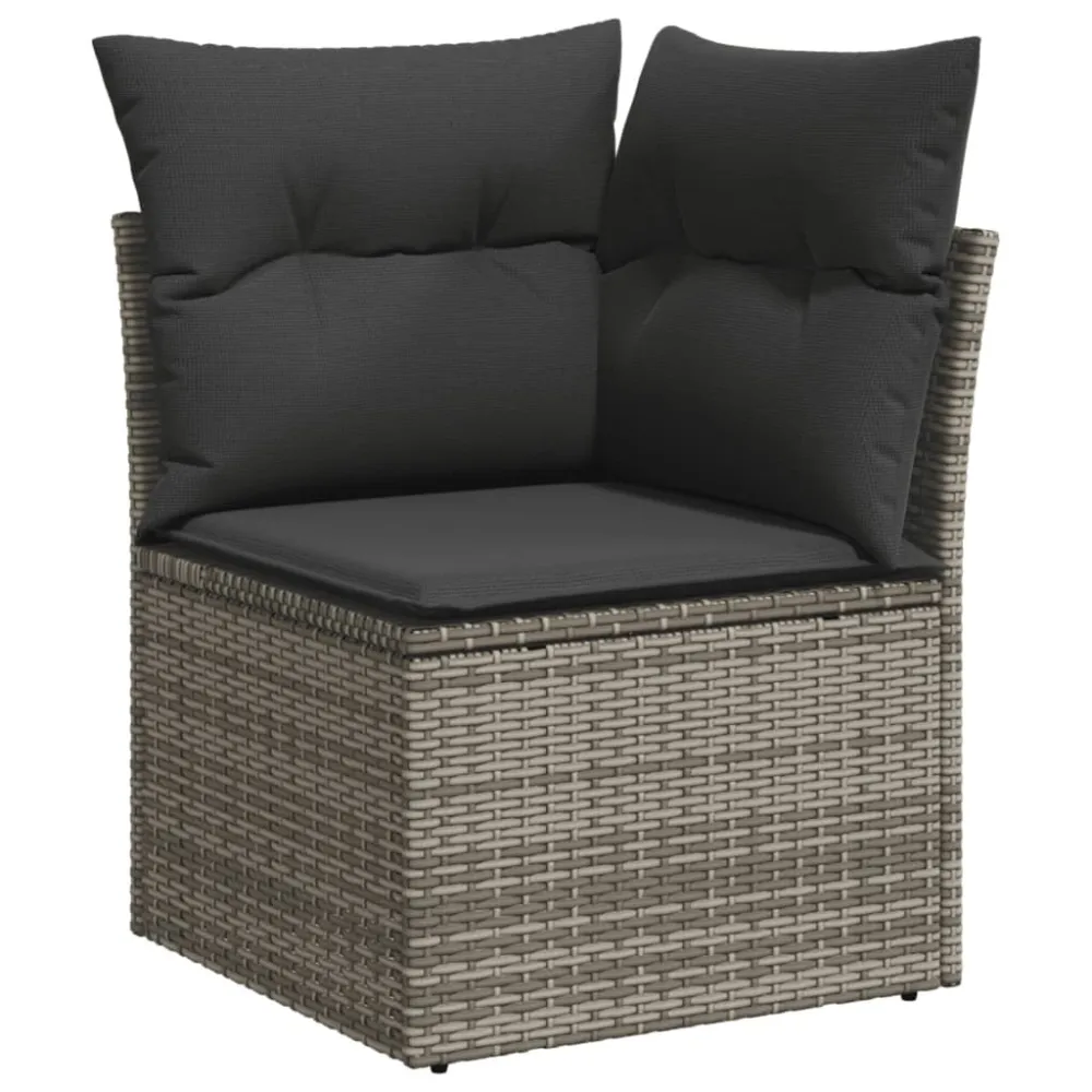 Set Divani da Giardino 14pz con Cuscini Polyrattan Grigio | Pieghevole e Leggera