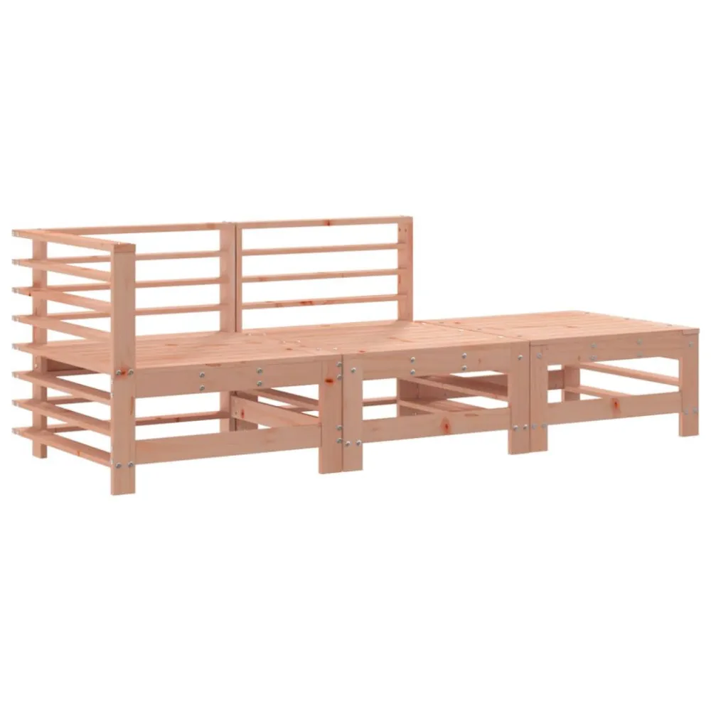 Set Divani Giardino 3pz con Cuscini Legno Massello di Douglas con Schienale Regolabile