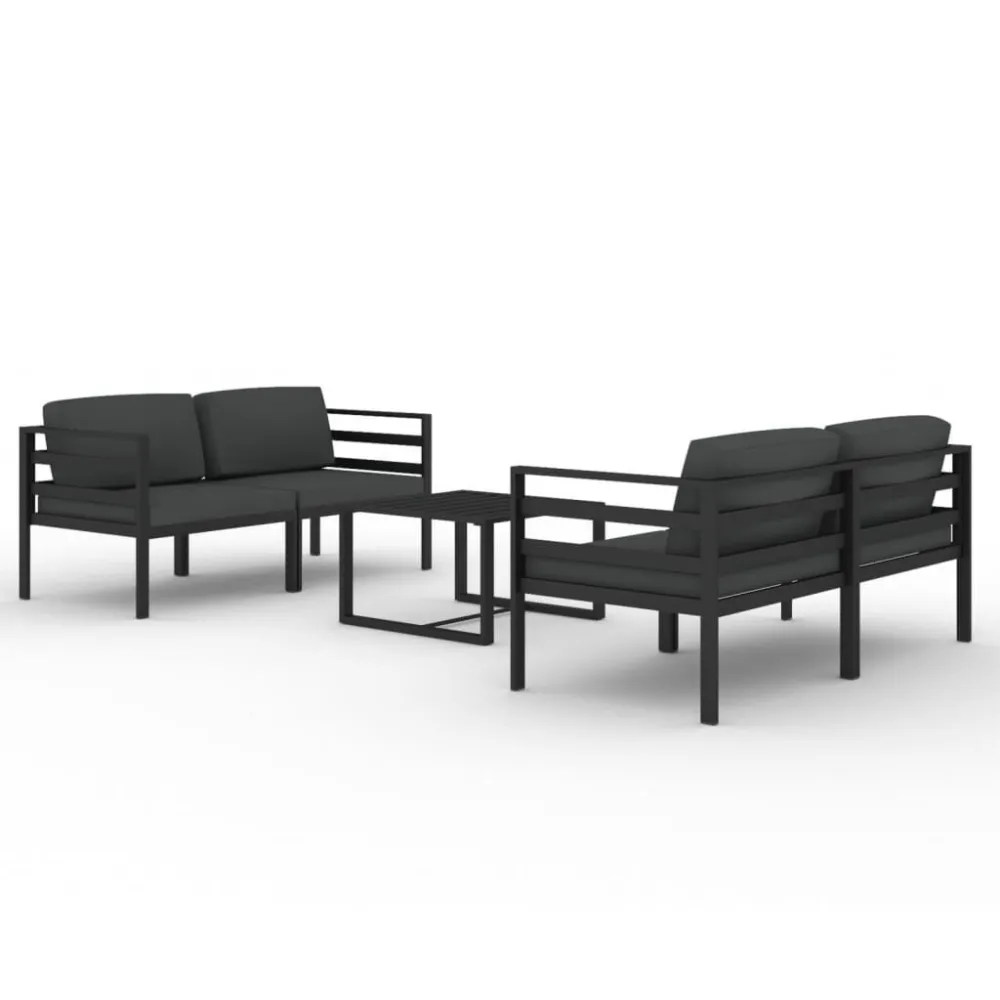 Set Divani da Giardino 5 pz con Cuscini Alluminio Antracite Easy Storage