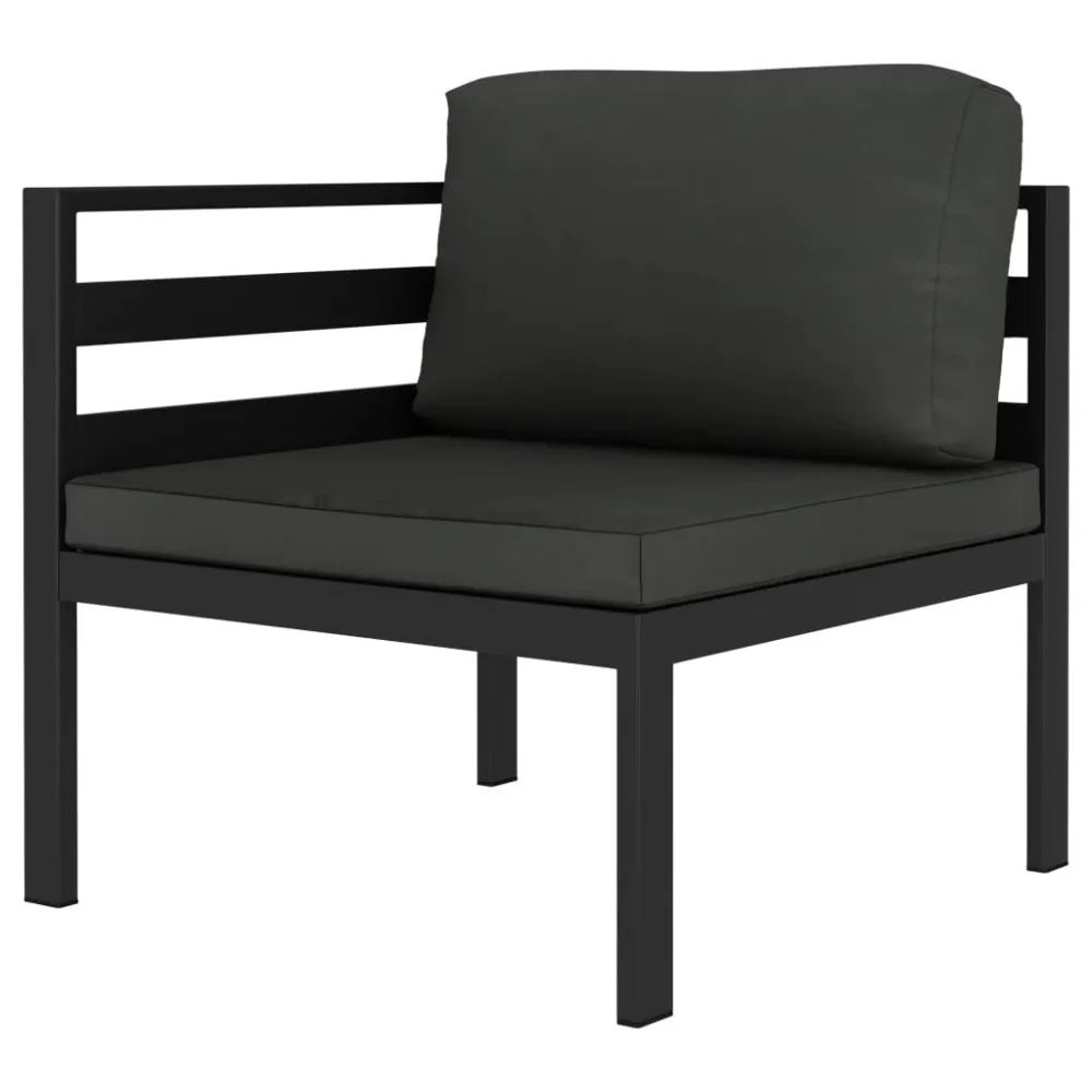 Set Divani da Giardino 2 pz con Cuscini Alluminio Antracite con Rivestimento Tessuto