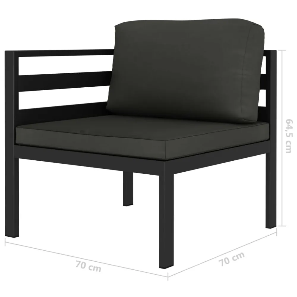 Set Divani da Giardino 2 pz con Cuscini Alluminio Antracite con Rivestimento Tessuto