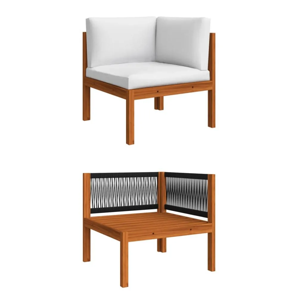 Set Divani da Giardino 12 pz con Cuscini Crema Massello Acacia per Giardino e Spiaggia