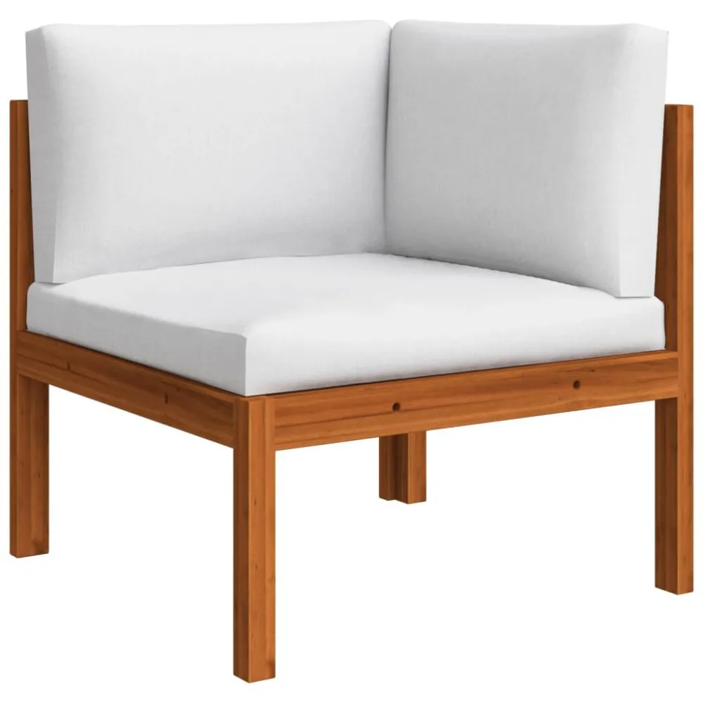 Set Divani da Giardino 12 pz con Cuscini Crema Massello Acacia per Giardino e Spiaggia