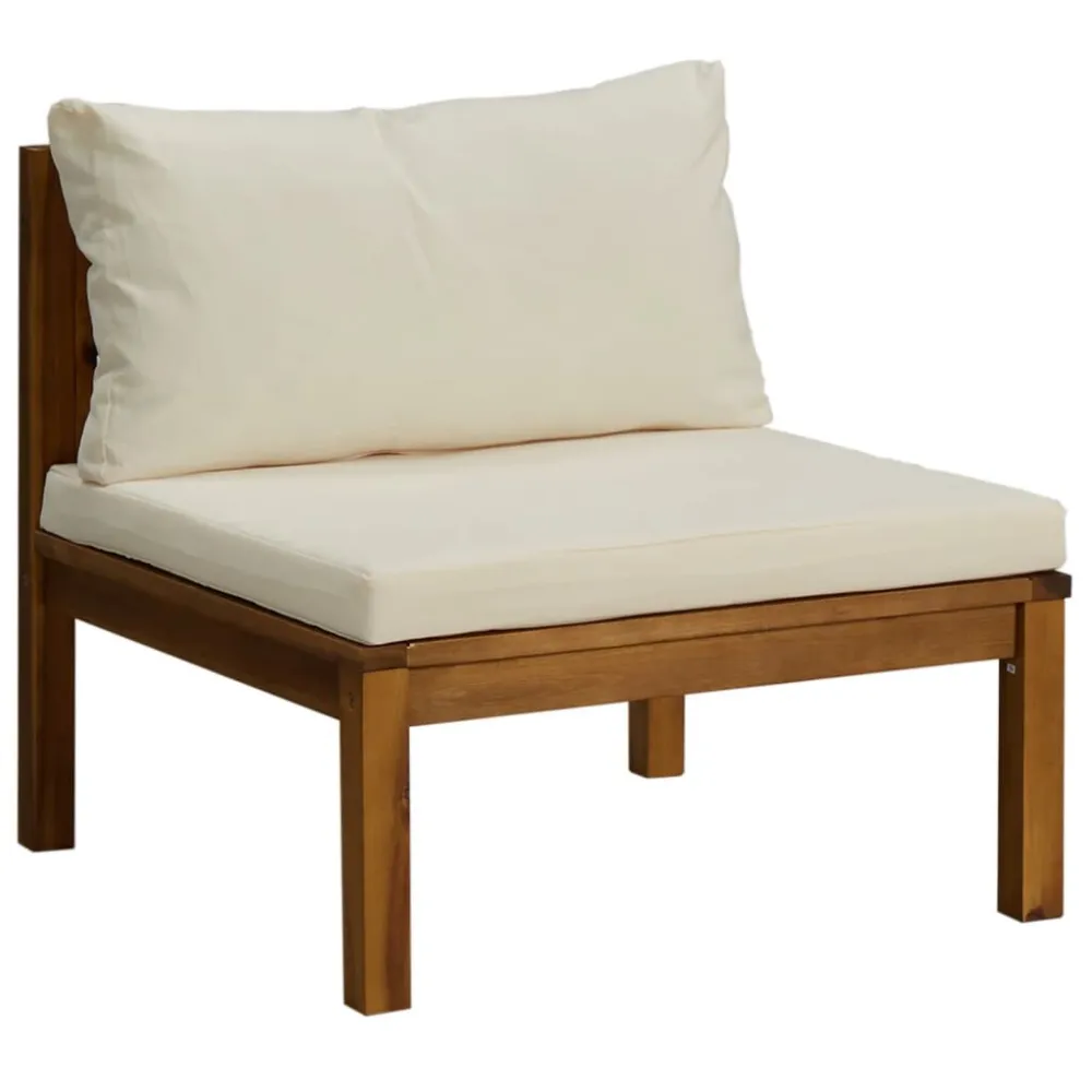 Set Divani da Giardino 3 pz con Cuscini Crema Legno Acacia Colori Vivaci