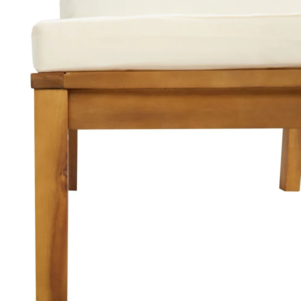 Set Divani da Giardino 3 pz con Cuscini Crema Legno Acacia Colori Vivaci