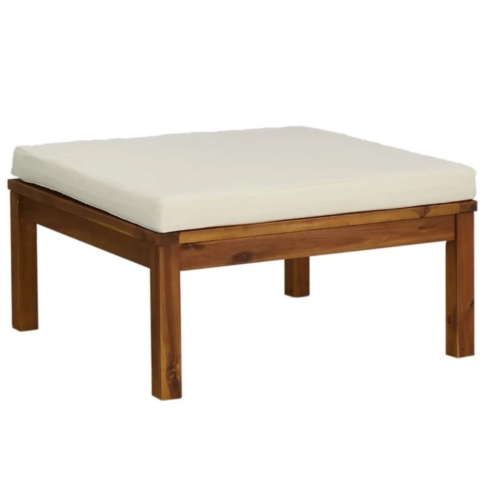 Set Divani da Giardino 3 pz con Cuscini Crema Legno Acacia Colori Vivaci