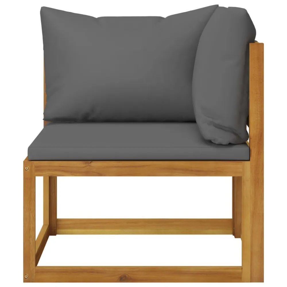 Set Divani da Giardino 2 pz con Cuscini Grigio Tenebroso Acacia