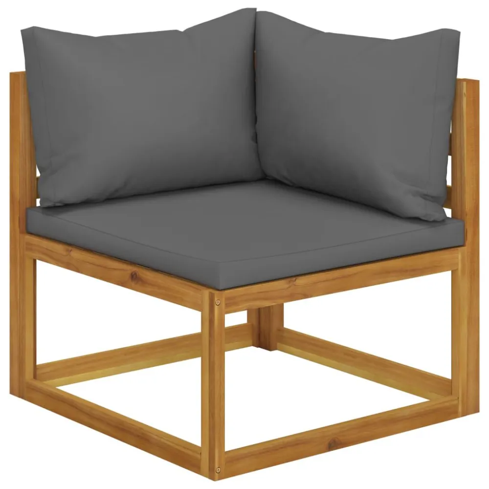 Set Divani da Giardino 2 pz con Cuscini Grigio Tenebroso Acacia