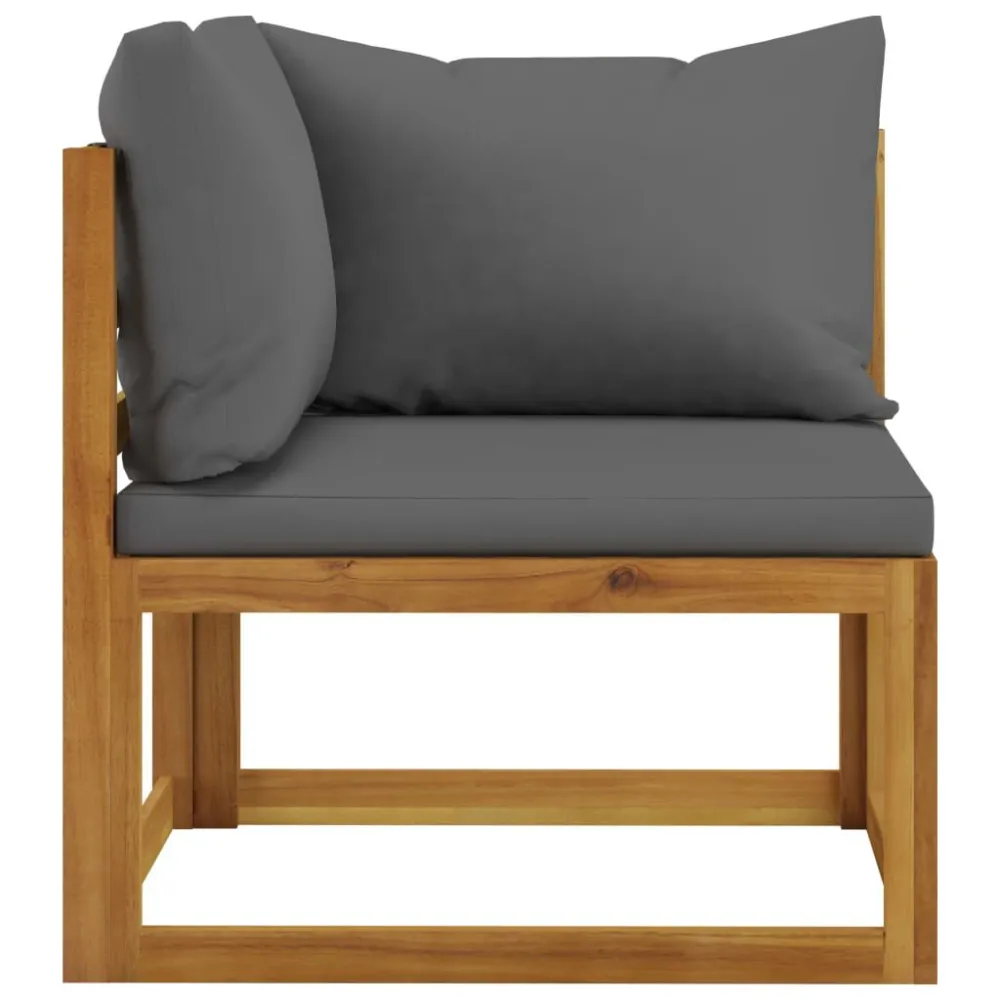 Set Divani da Giardino 2 pz con Cuscini Grigio Tenebroso Acacia