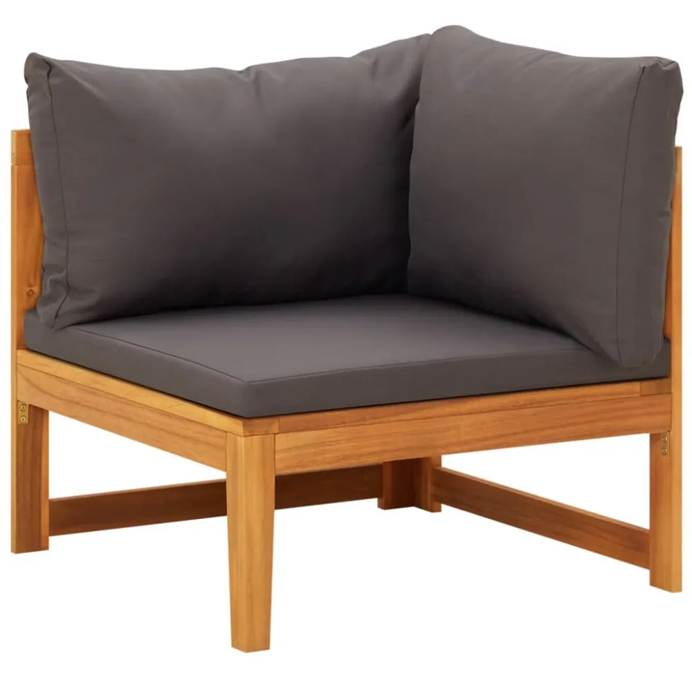Set Divani Giardino 4 pz con Cuscini Grigio Tenebroso Legno Acacia con Schienale Regolabile
