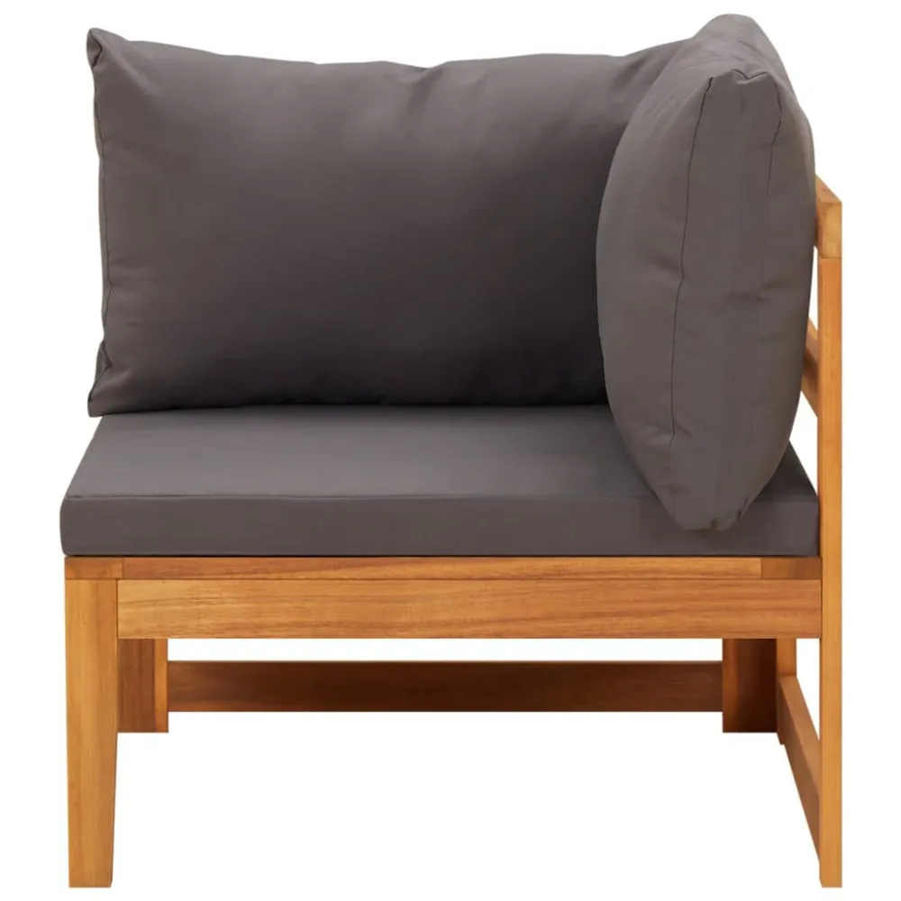 Set Divani Giardino 4 pz con Cuscini Grigio Tenebroso Legno Acacia con Schienale Regolabile