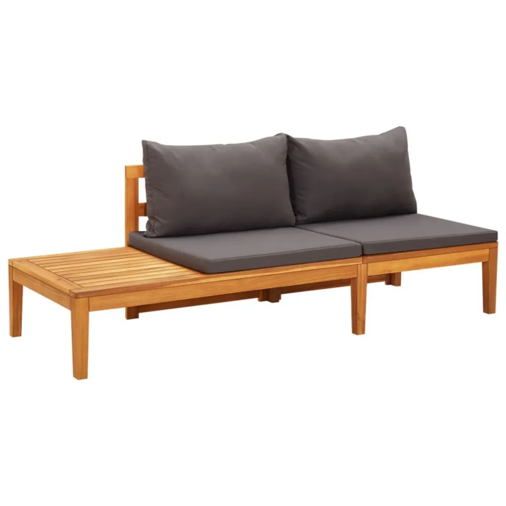 Set Divani Giardino 4 pz con Cuscini Grigio Tenebroso Legno Acacia con Schienale Regolabile