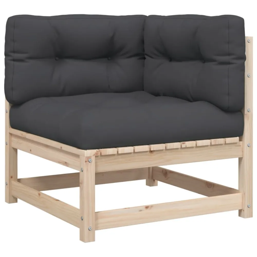 Set Divani Giardino 5 pz con Cuscini Legno Massello di Pino Materiale Alluminio Anodizzato