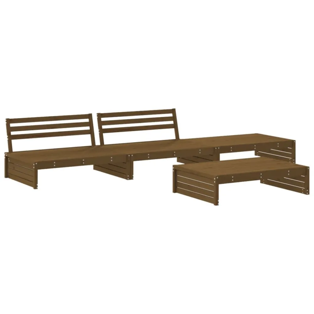 Set Divani da Giardino 4 pz con Cuscini Legno Massello ambra per Giardino e Spiaggia