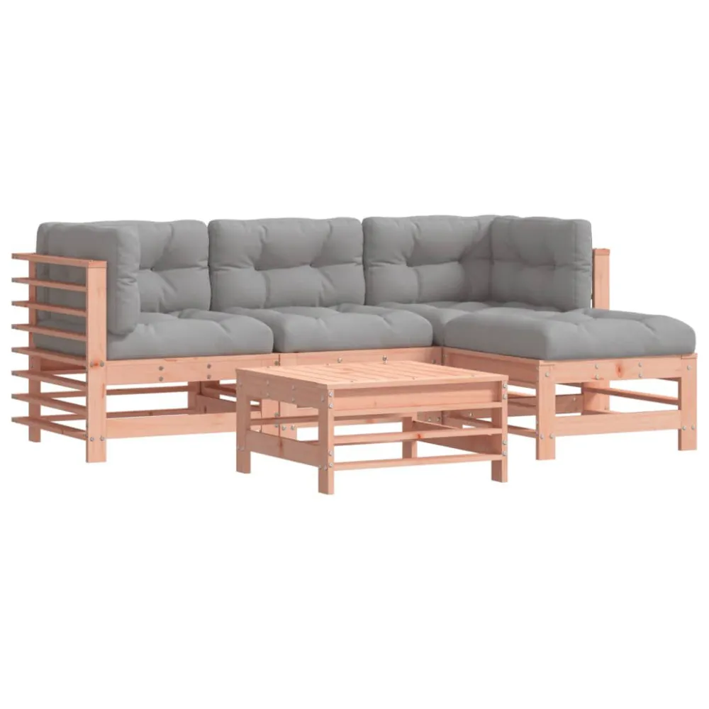 Set Divani Giardino 5 pz con Cuscini Legno Massello di Douglas per Relax all'Aperto