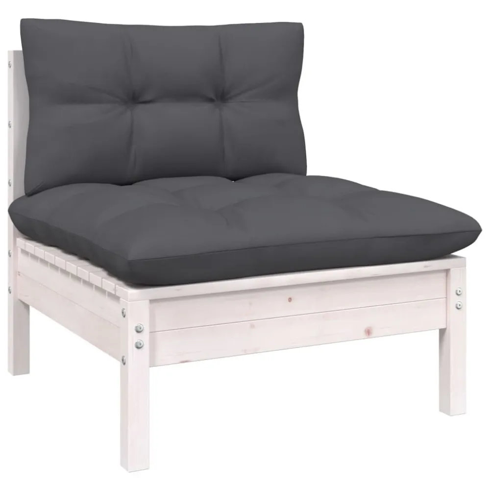 Set Divani da Giardino 12 pz con Cuscini Legno di Pino Bianco per Relax all'Aperto