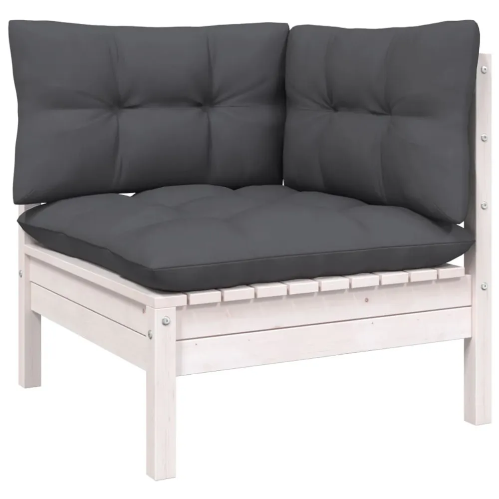 Set Divani da Giardino 11 pz con Cuscini Legno di Pino Bianco Easy Storage