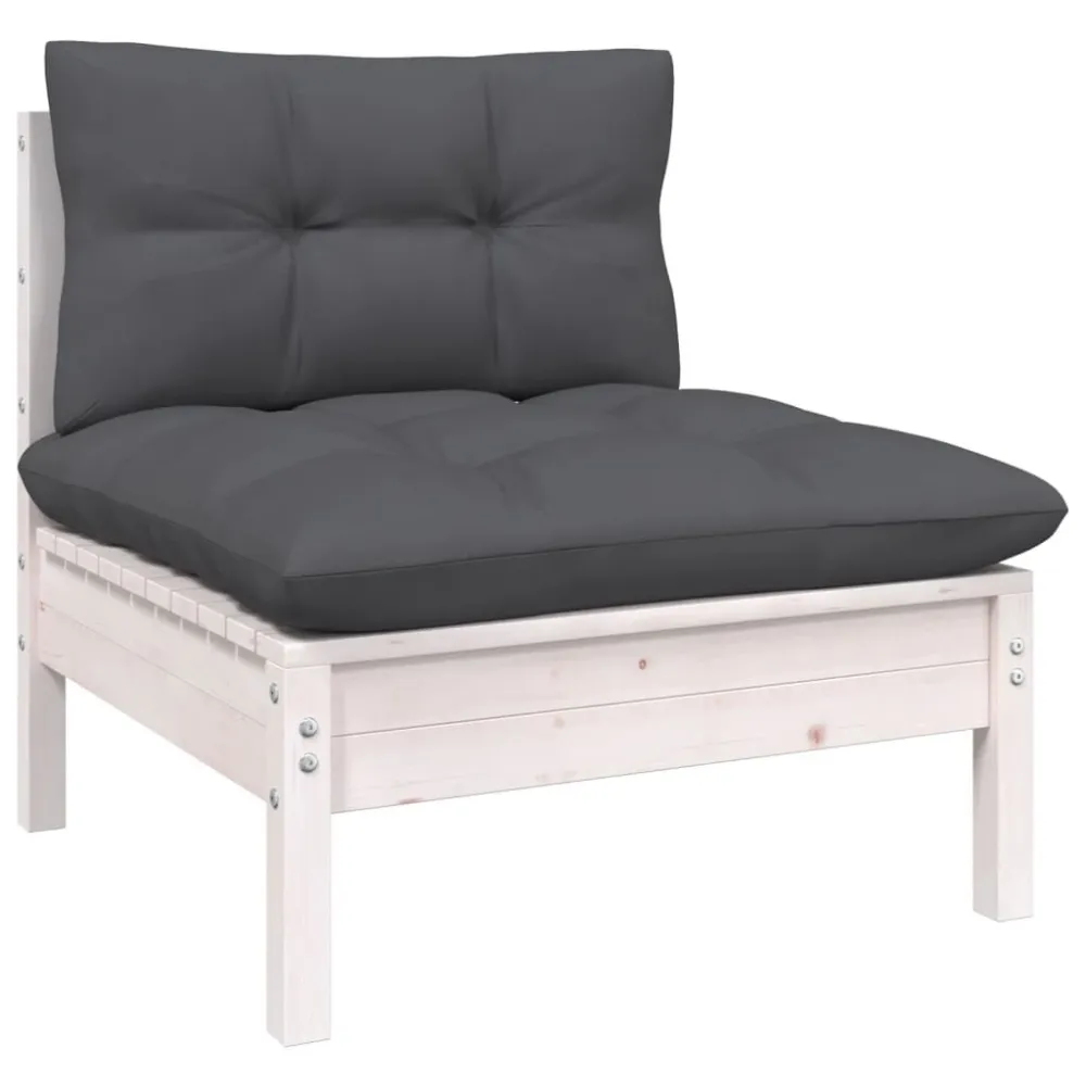 Set Divani da Giardino 11 pz con Cuscini Legno di Pino Bianco Easy Storage