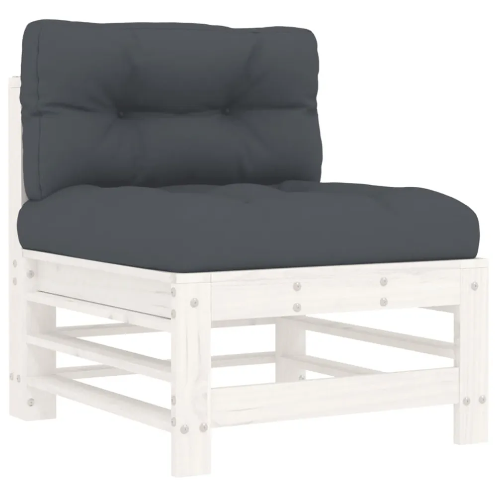 Set Divani da Giardino 10 pz con Cuscini Legno Massello Bianco per Relax all'Aperto