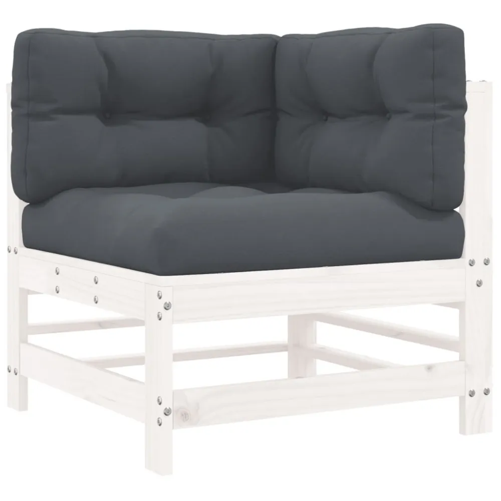 Set Divani da Giardino 10 pz con Cuscini Legno Massello Bianco per Relax all'Aperto