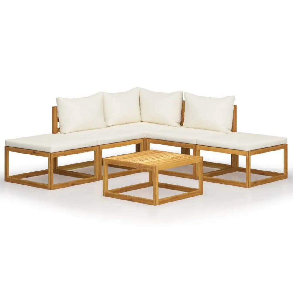 Set Divani Giardino 6 pz con Cuscini Legno Massello di Acacia | Pieghevole e Leggera