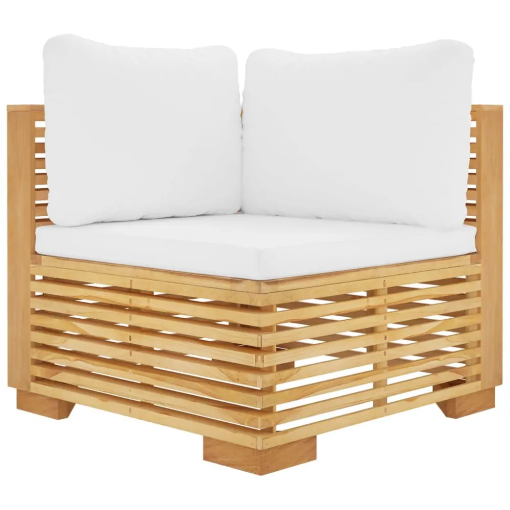 Set Divani da Giardino 11 pz con Cuscini Legno Massello di Teak - Impermeabile e UV Resistente