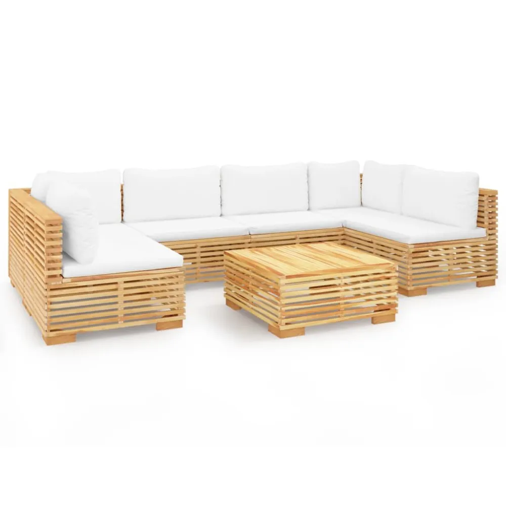 Set Divani da Giardino 7 pz con Cuscini Legno Massello di Teak | Pieghevole e Leggera