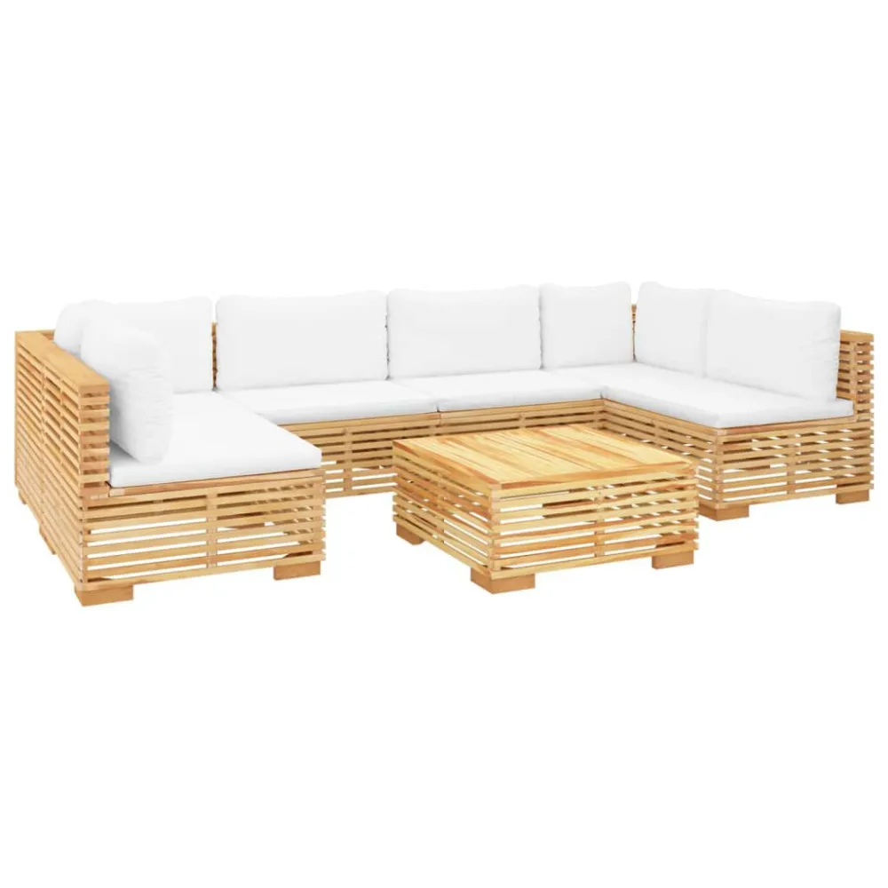 Set Divani da Giardino 7 pz con Cuscini Legno Massello di Teak | Pieghevole e Leggera