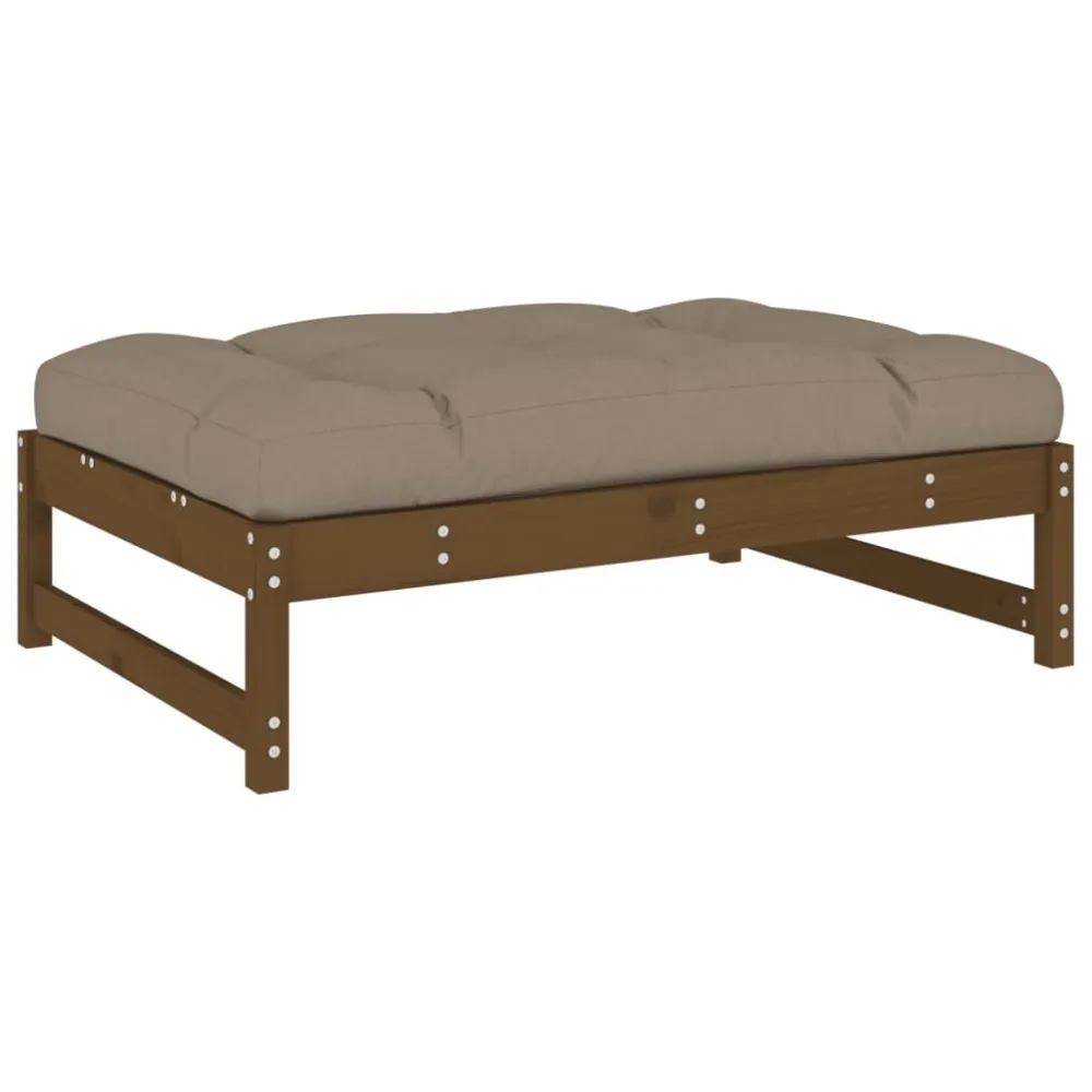 Set Divani da Giardino 6 pz con Cuscini Legno Massello ambra con Portabicchiere Integrato