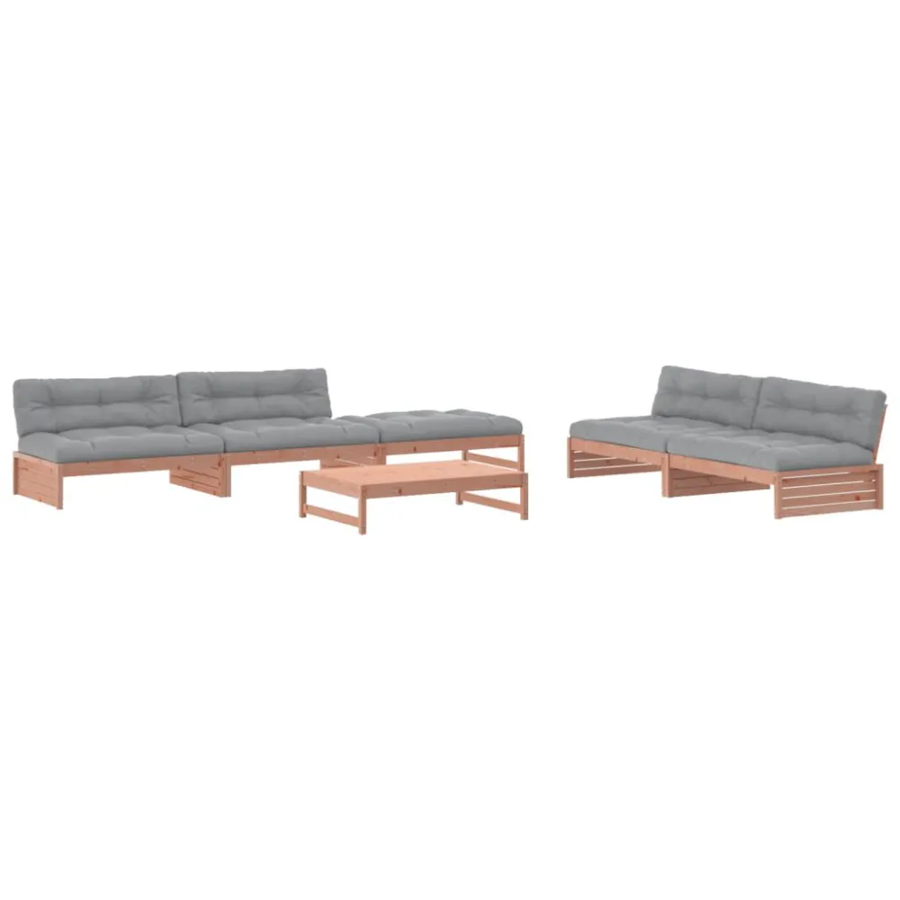 Set Divani Giardino 6 pz con Cuscini Legno Massello di Douglas Materiale Alluminio Anodizzato