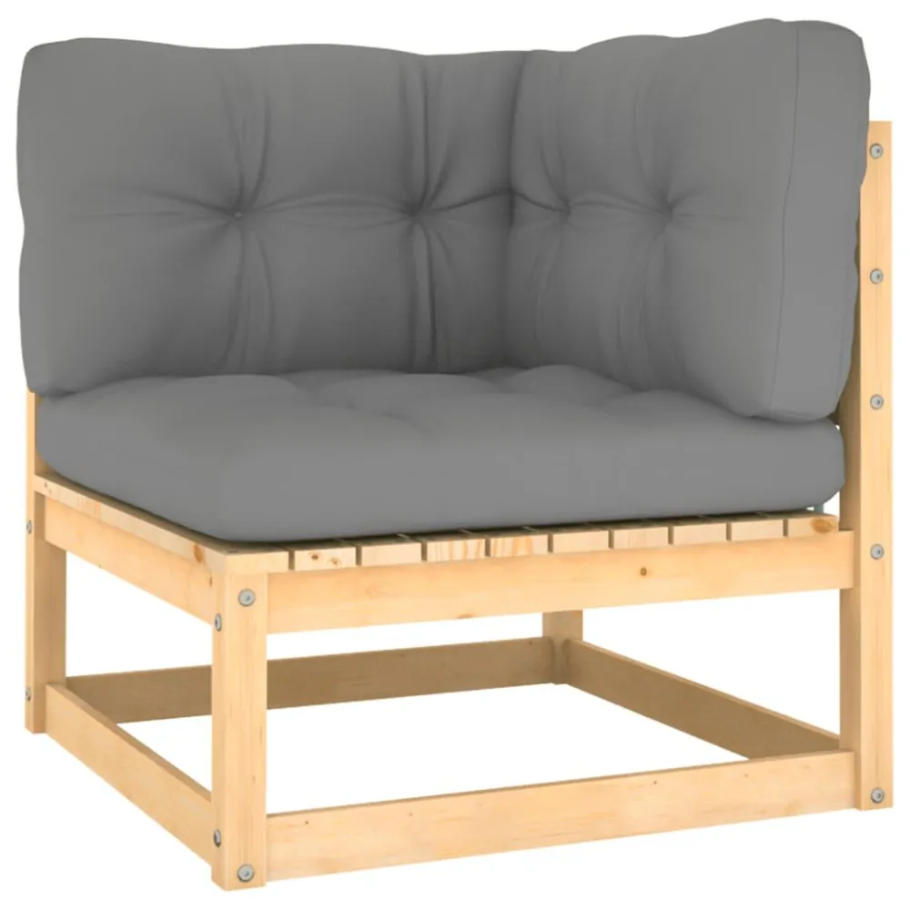 Set Divani Giardino 12 pz con Cuscini Legno Massello di Pino Materiale Alluminio Anodizzato