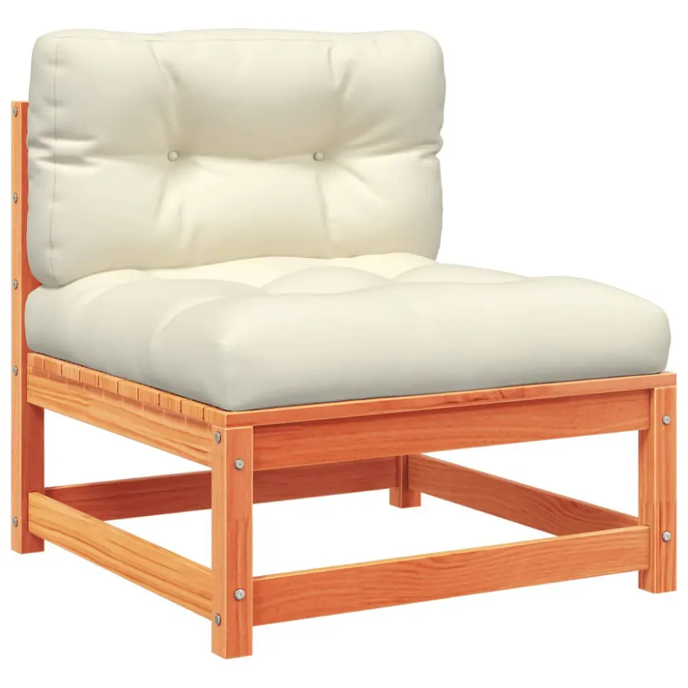 Set Divani Giardino 7 pz con Cuscini Marrone Cera Massello Pino - Impermeabile e UV Resistente