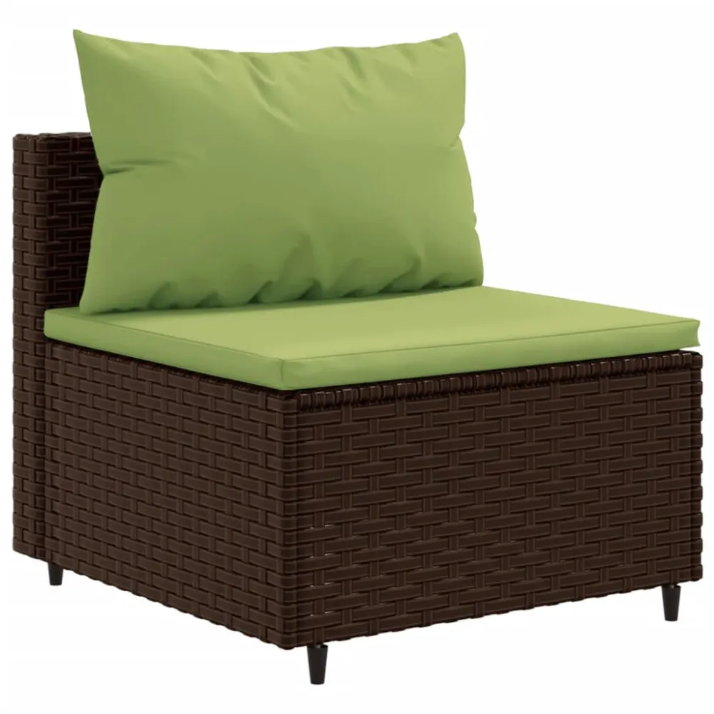 Set Divani da Giardino 5 pz con Cuscini Marrone Polyrattan per Relax all'Aperto